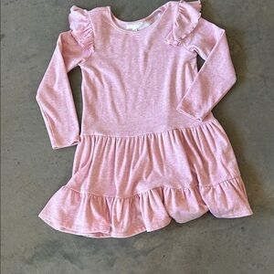 Charming Pink Ruffle Sleeve Kids Dress